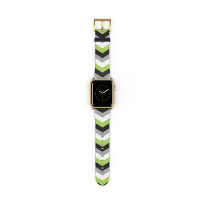 agender apple watch band, discreet chevron pattern, gold