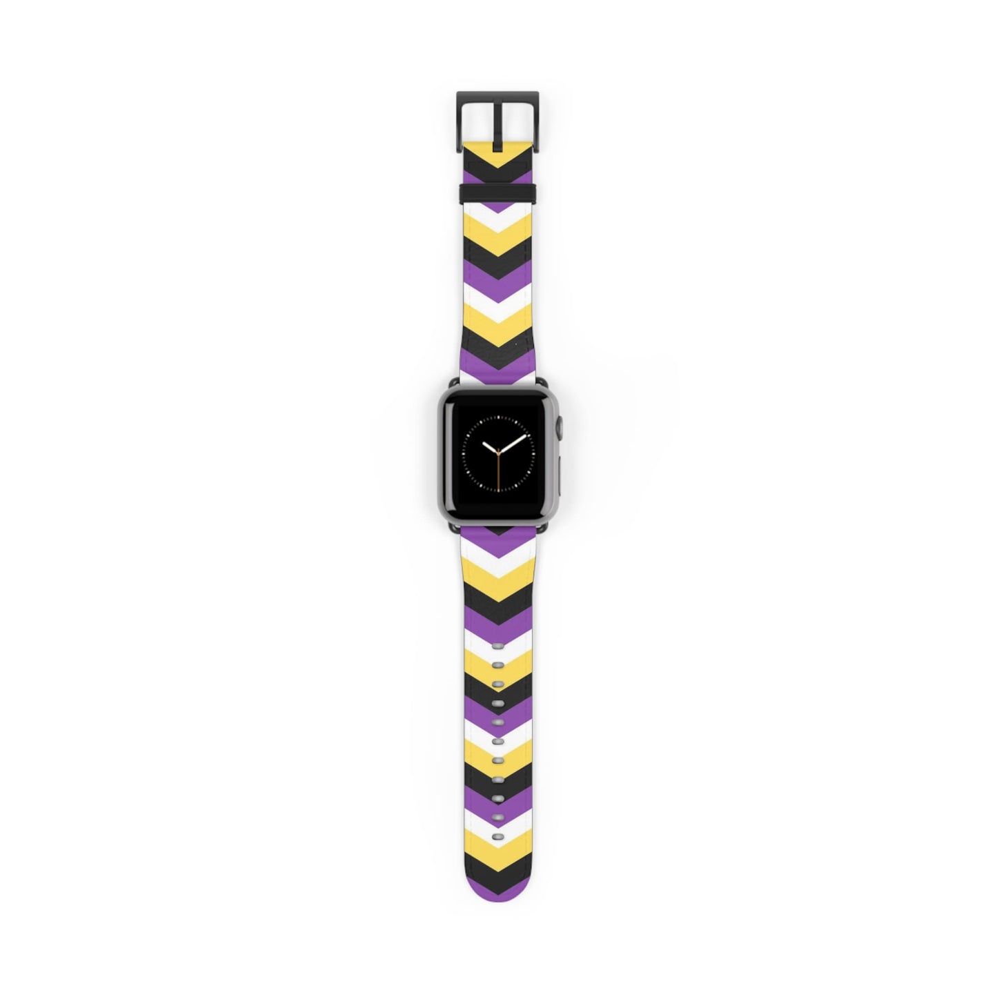 non binary apple watch band, discreet chevron pattern, black