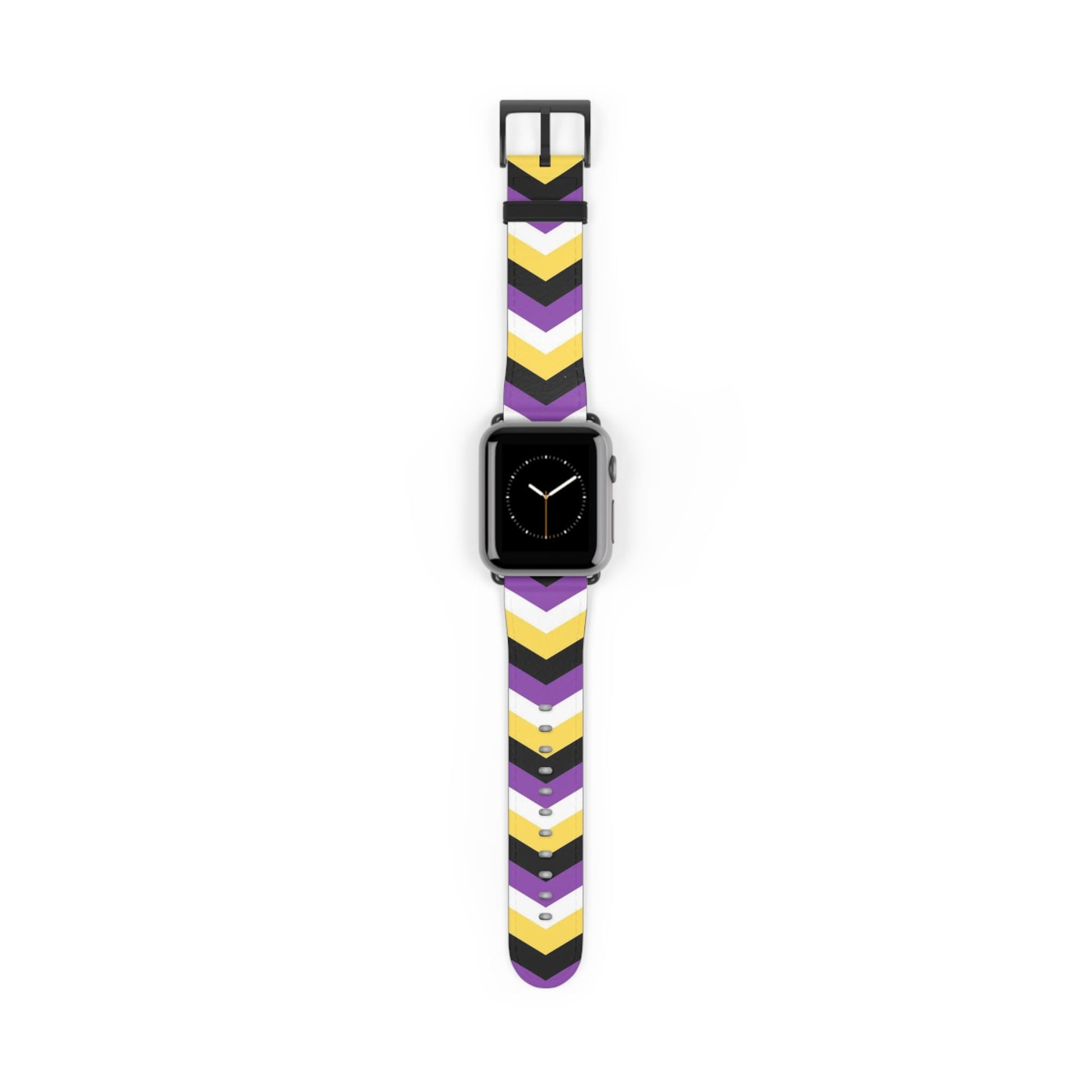 non binary apple watch band, discreet chevron pattern, black