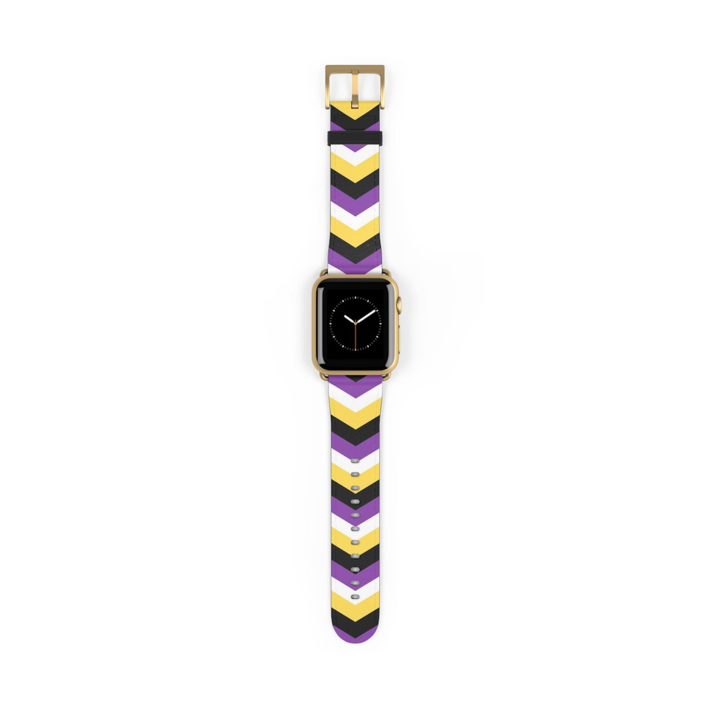 non binary apple watch band, discreet chevron pattern, gold