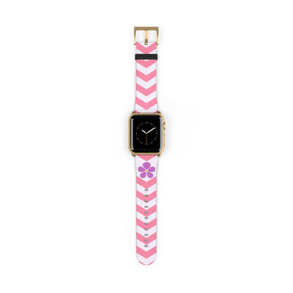 sapphic apple watch band, subtle chevron pattern, gold