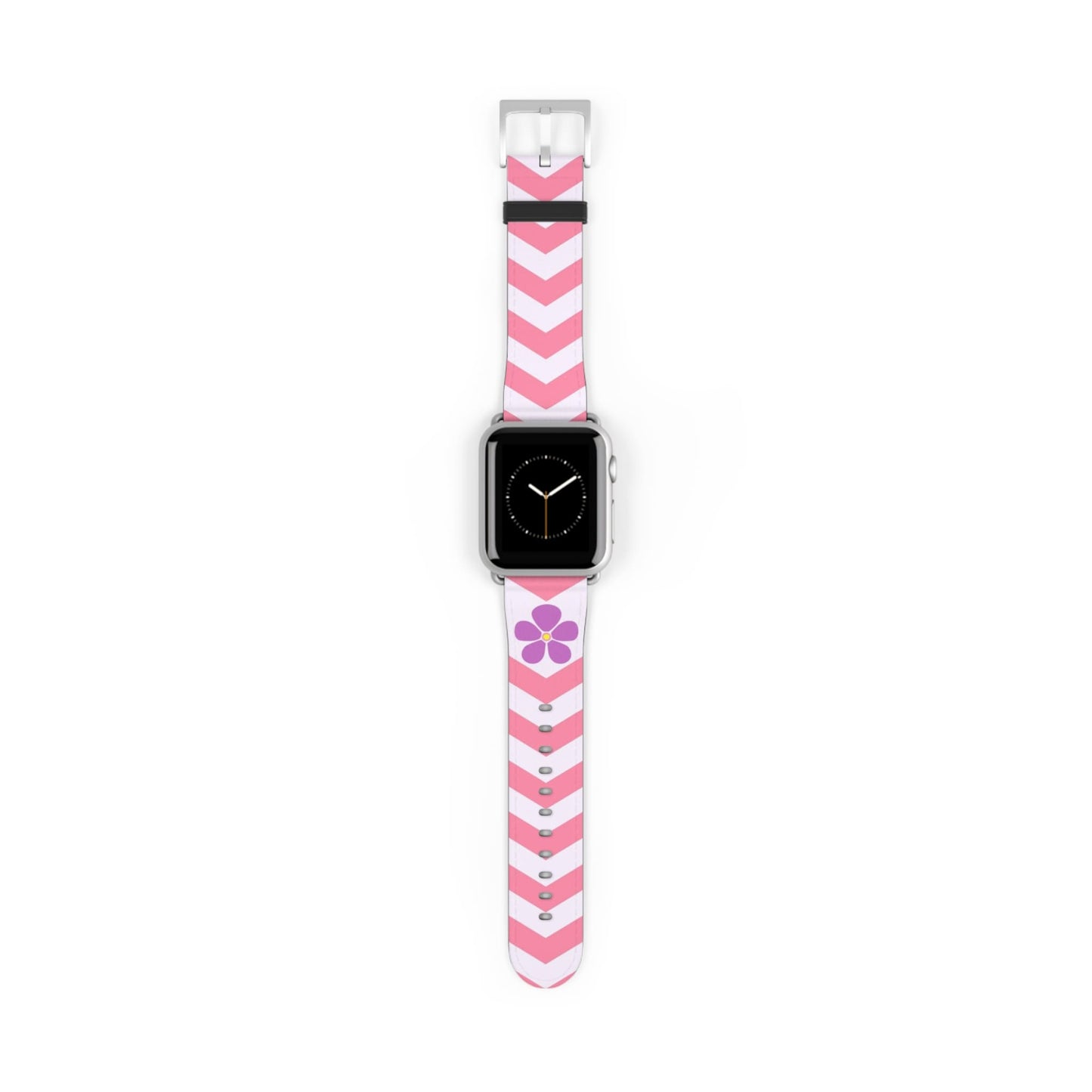 sapphic apple watch band, subtle chevron pattern, silver