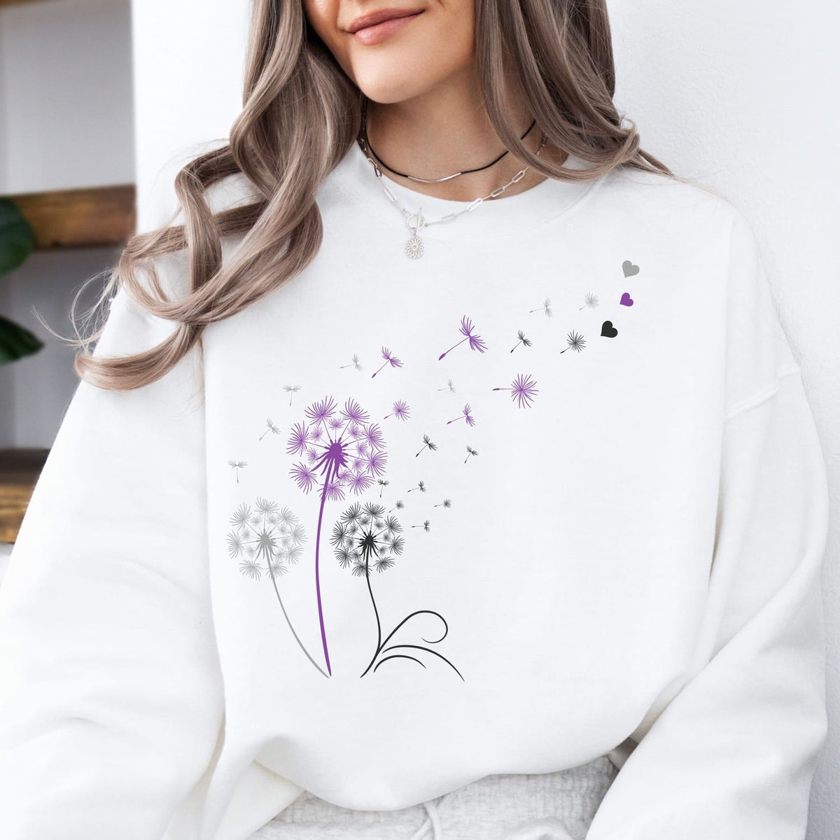 woman wearing subtle asexual sweatshirt