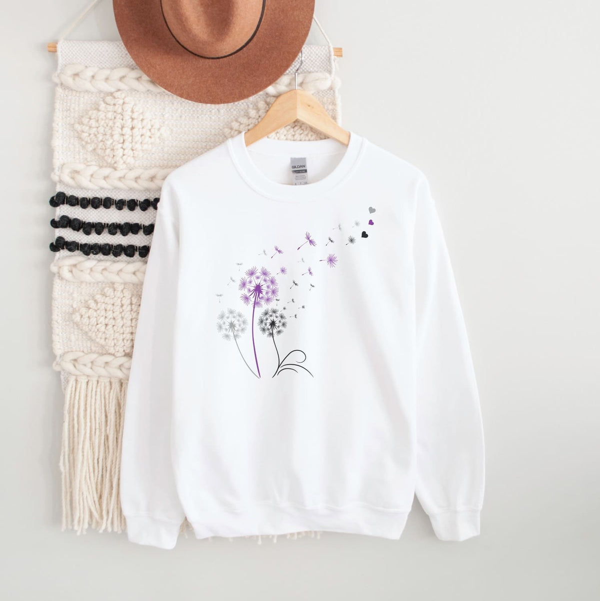 subtle asexual sweatshirt, hanging