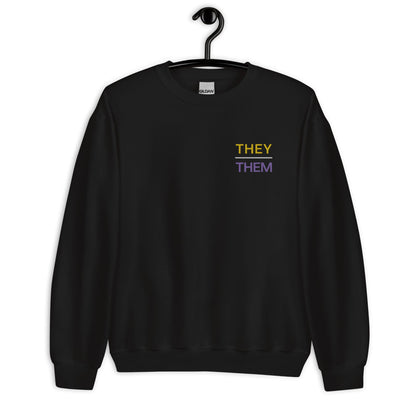 They them pronouns jumper, embroidery