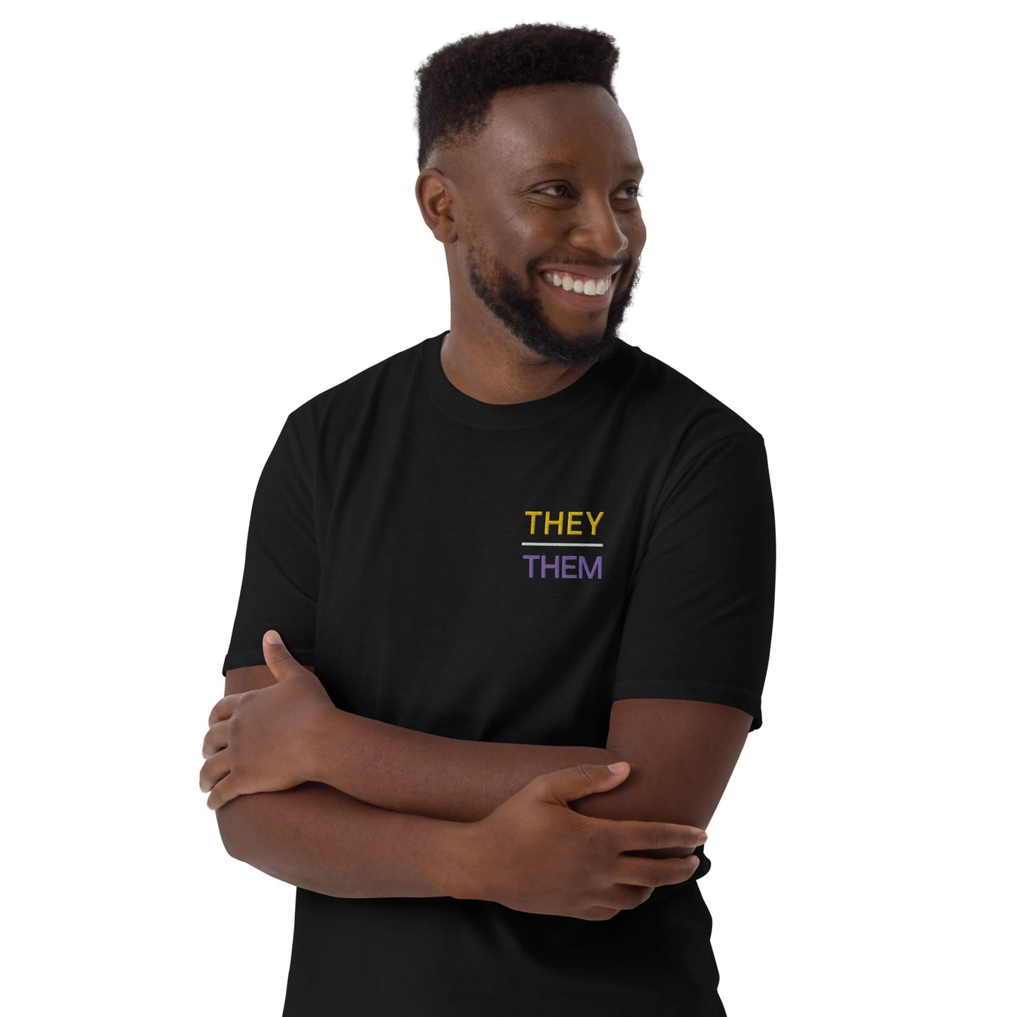 They them pronouns tee shirt, embroidery