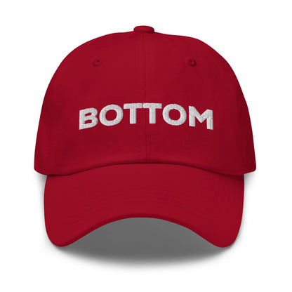 bottom hat, embroidered, red