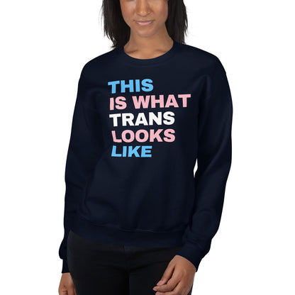 FTM transgender woman wearing sweatshirt in black 