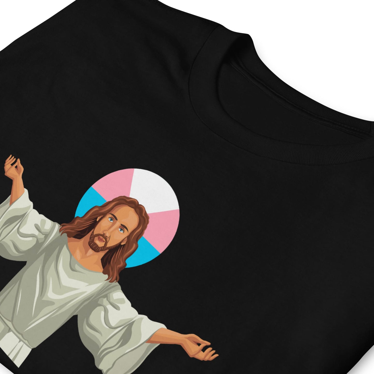 transgender shirt, funny jesus with trans pride aureole. Amen to that, zoom