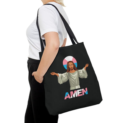 transgender tote bag, trans pride jesus, large