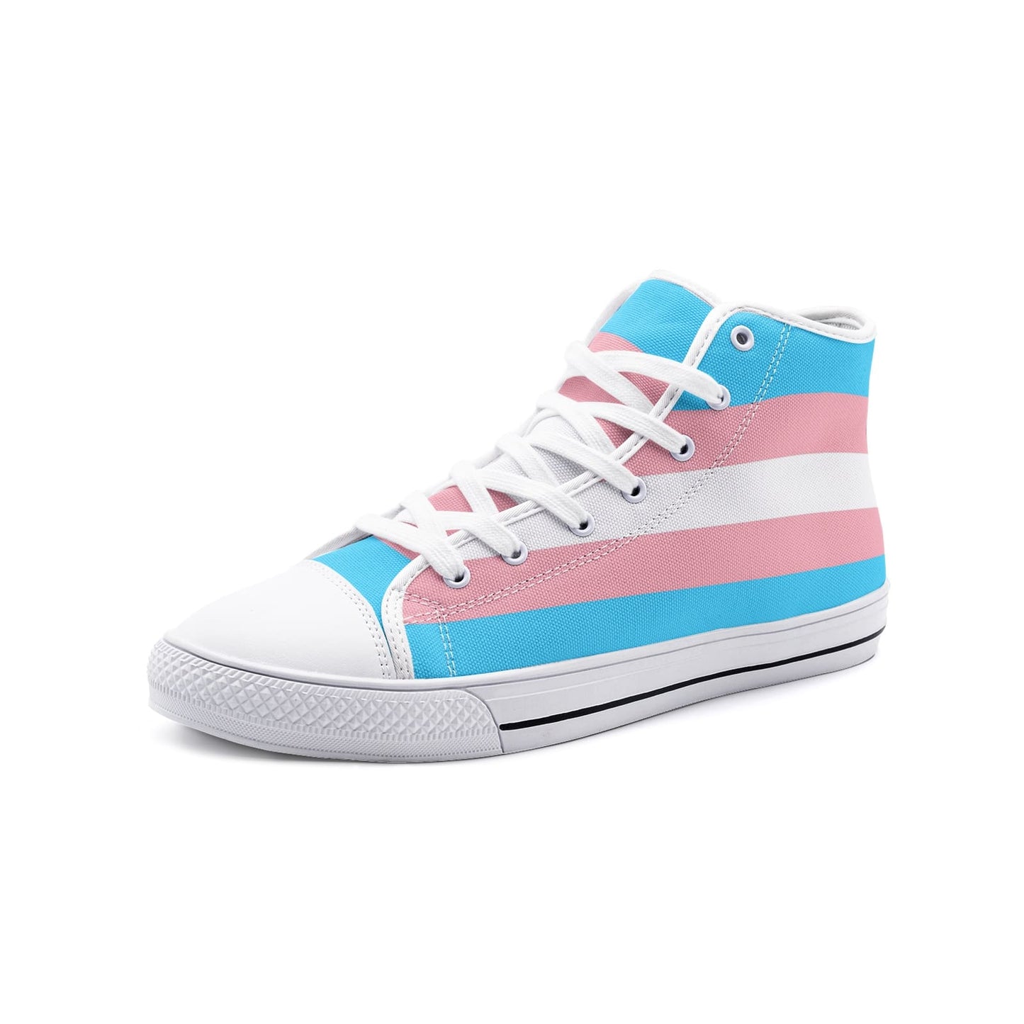 transgender shoes, trans pride flag sneakers, white