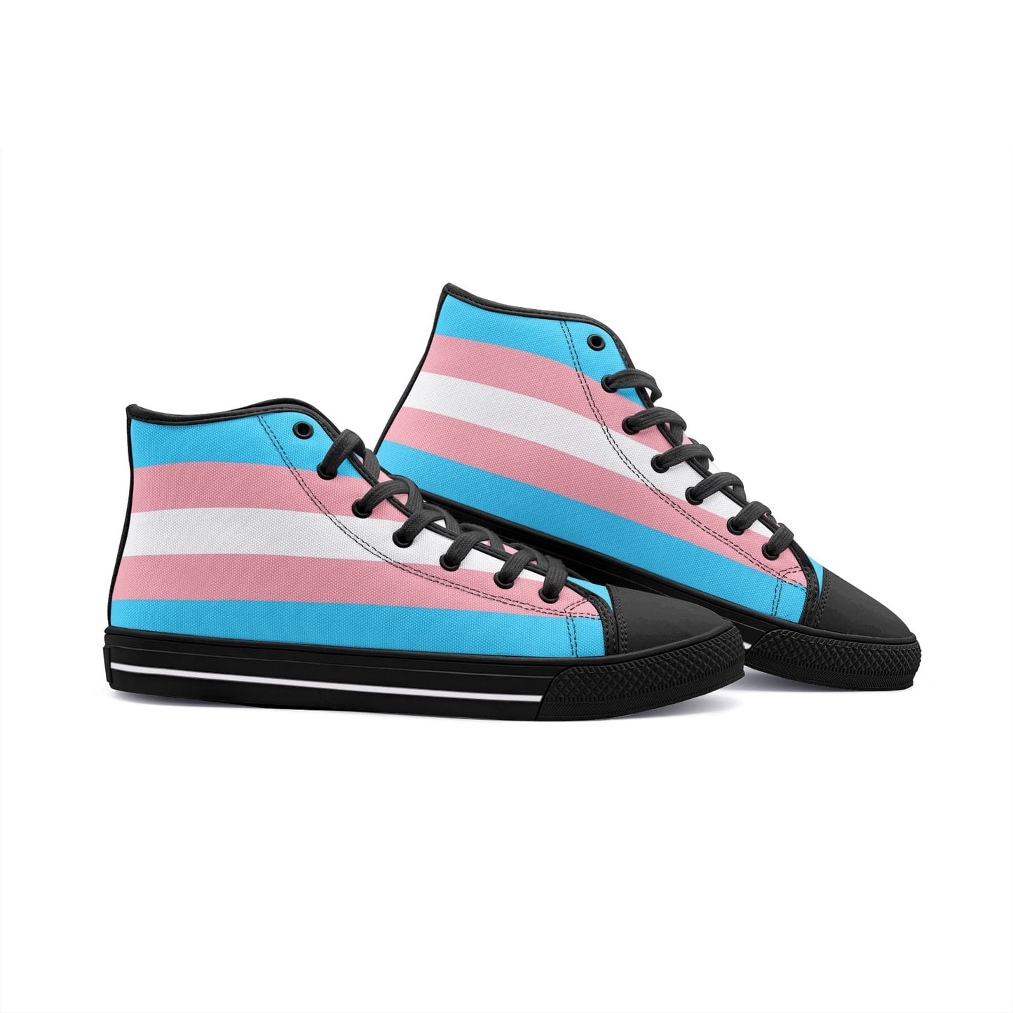 transgender shoes, trans pride flag sneakers, black