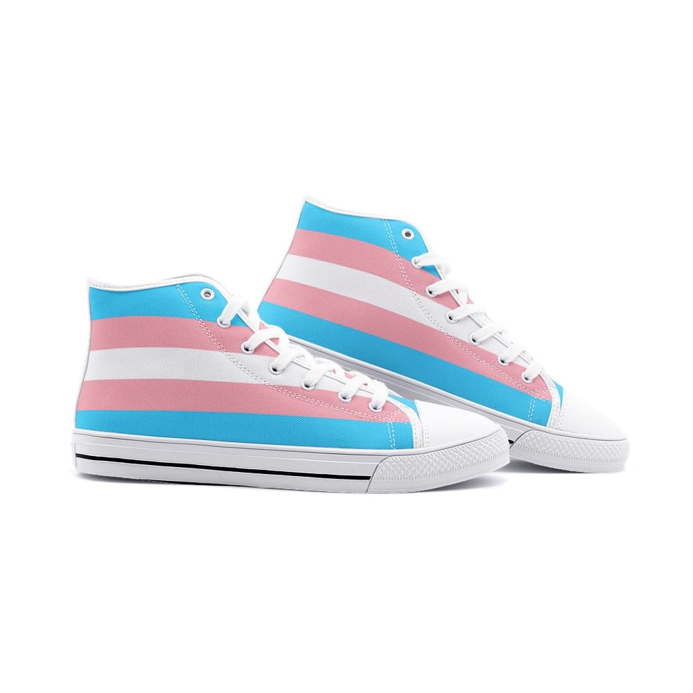 transgender shoes, trans pride flag sneakers, white