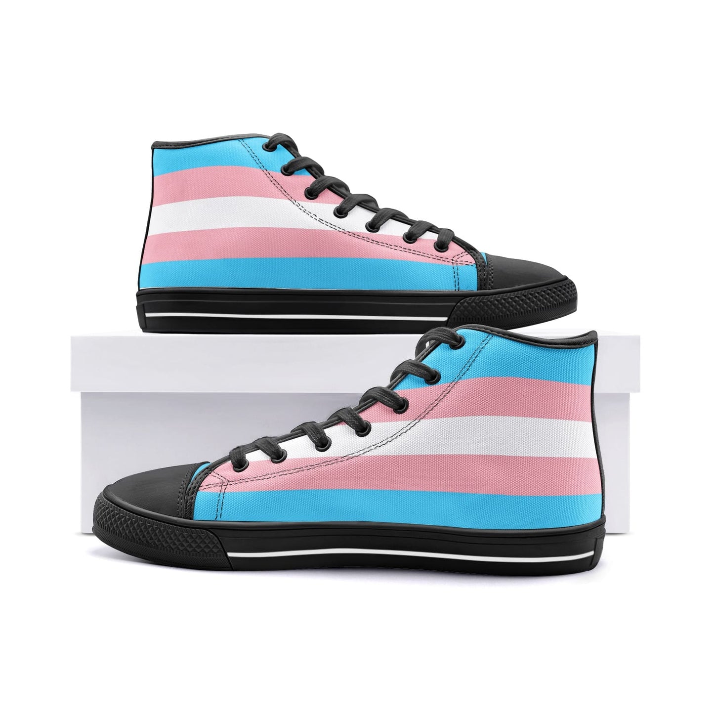 transgender shoes, trans pride flag sneakers, black