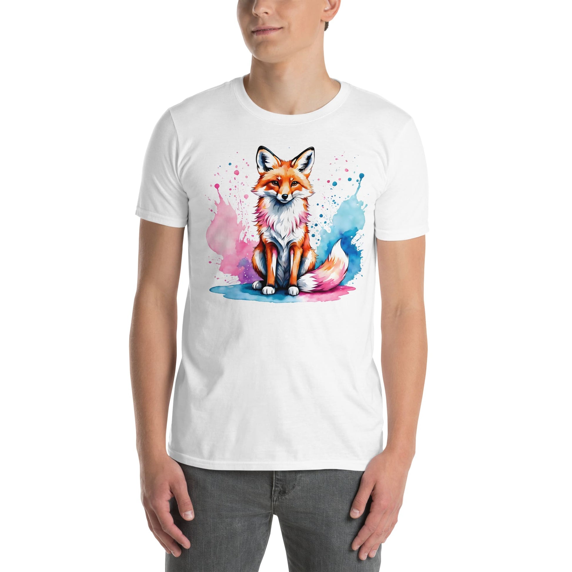 trans pride fox shirt, model 1