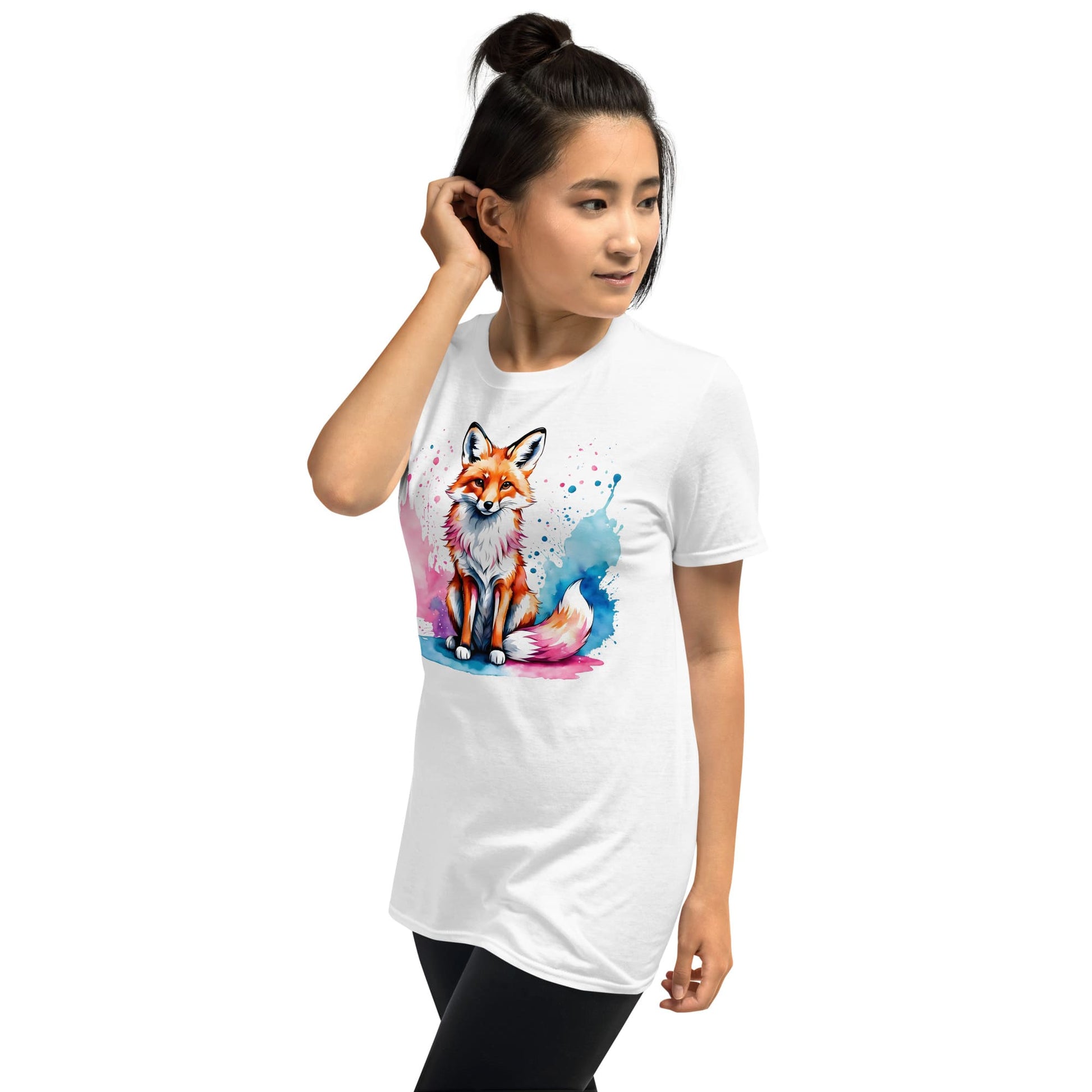 trans pride fox shirt, model 2