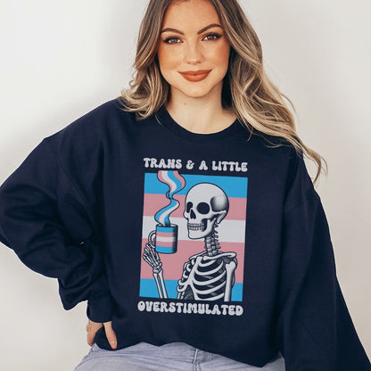 woman wearing transgender anxiety sweatshirt