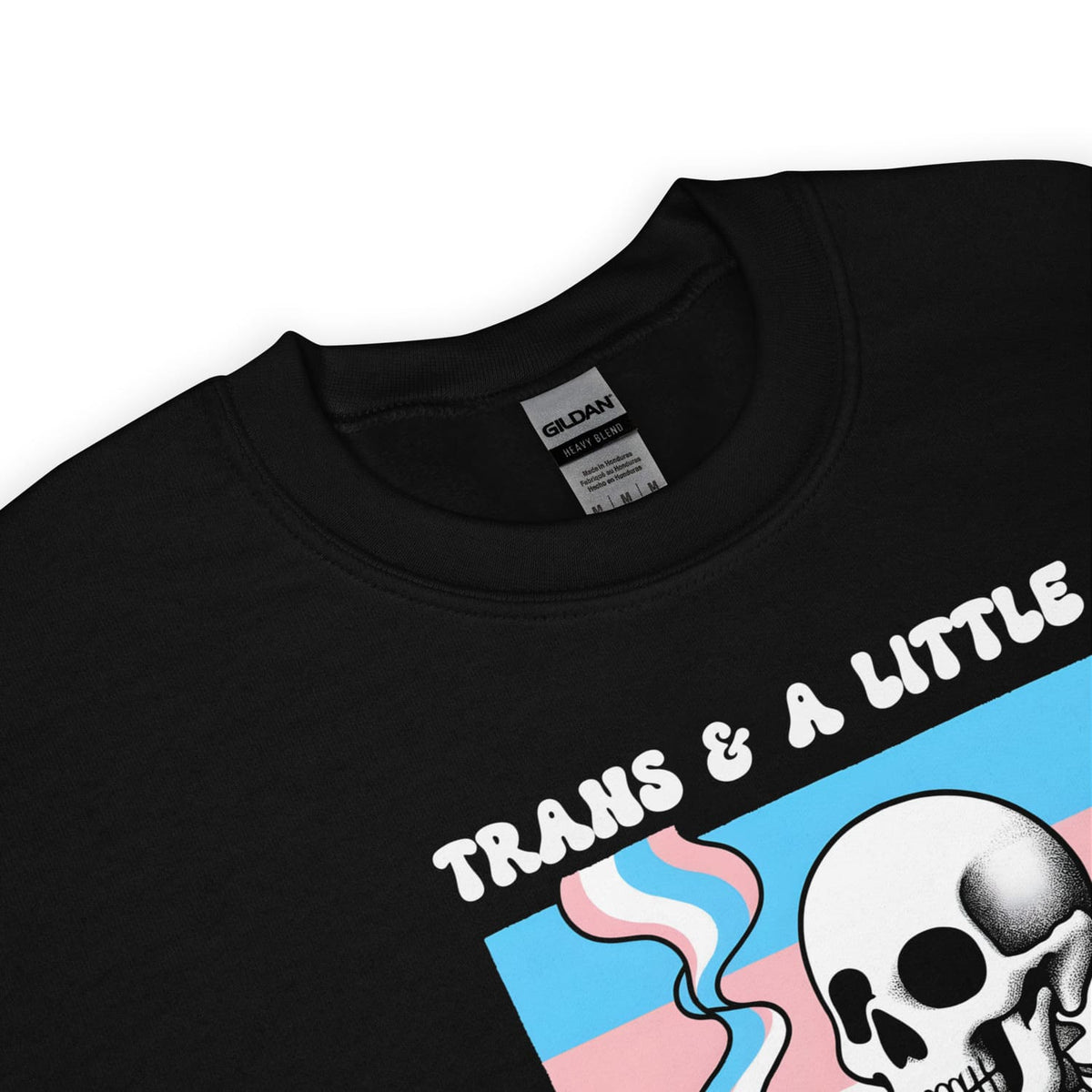 transgender anxiety sweatshirt, detail