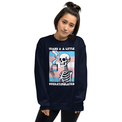 woman wears transgender anxiety sweatshirt