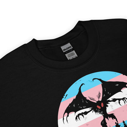 Black transgender mothman sweatshirt on a white background