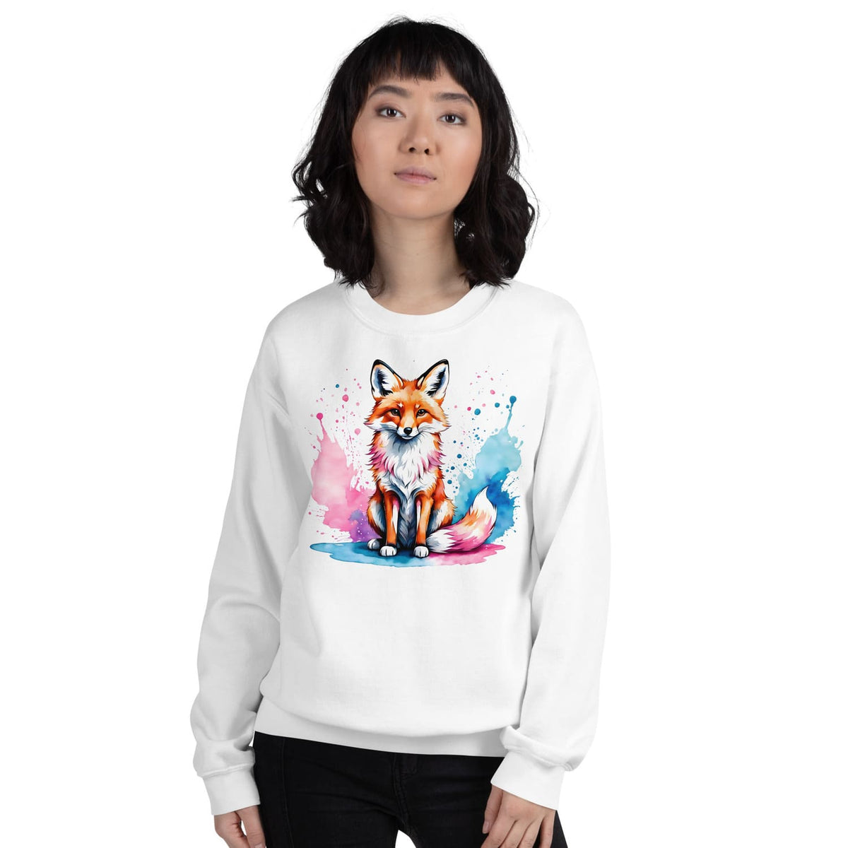 mtf transgender woman wearing subtle trans pride sweatshirt