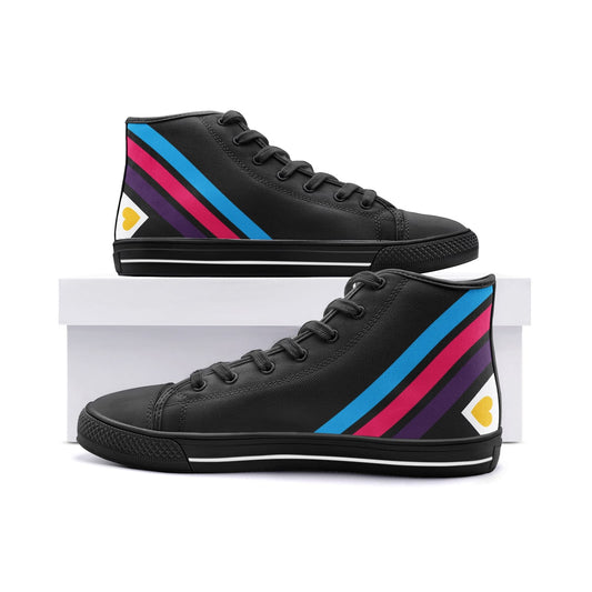 polyamory shoes, tricolor polyamorous sneakers, black