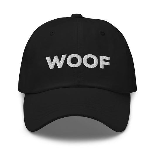 woof hat, embroidered bear pride or puppy play pride cap, black