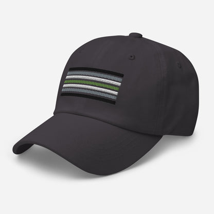 agender hat, genderless pride embroidered cap, left