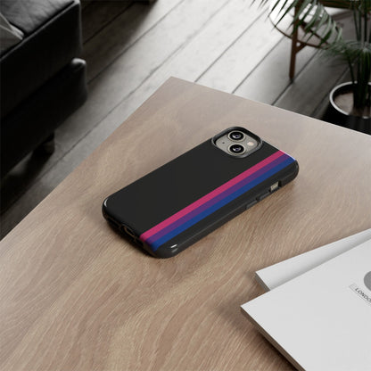 bisexual phone case, on table