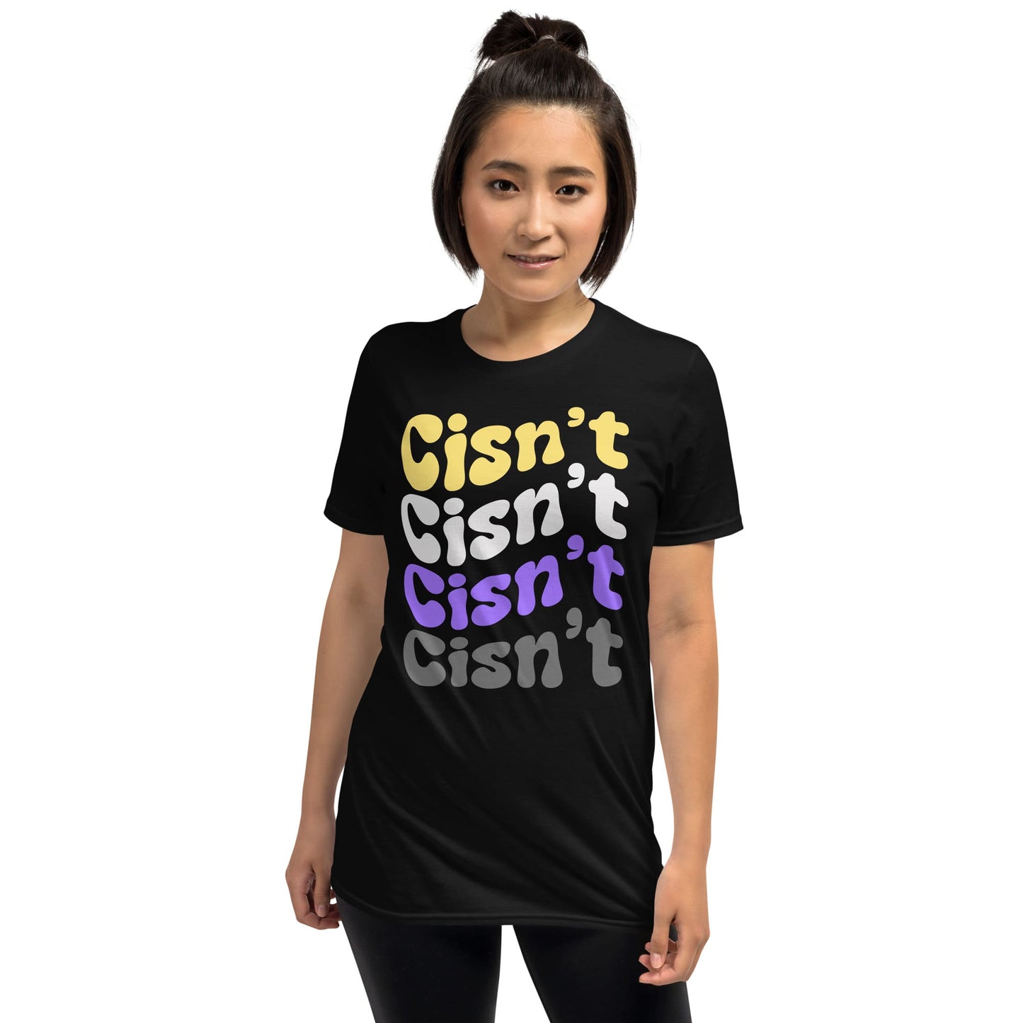 cisn't funny nonbinary shirt, model 1