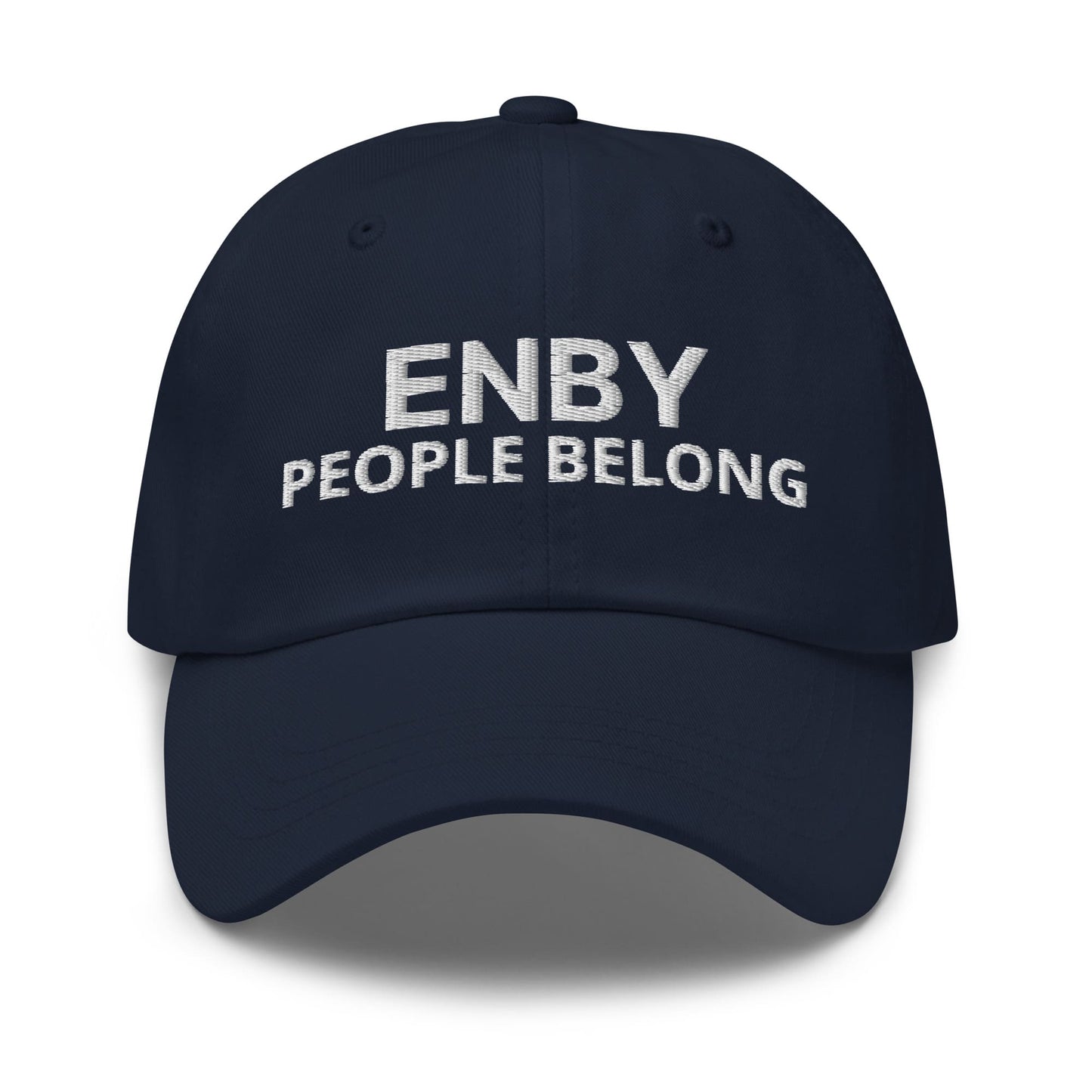 nonbinary embroidery hat enby people belong, navy