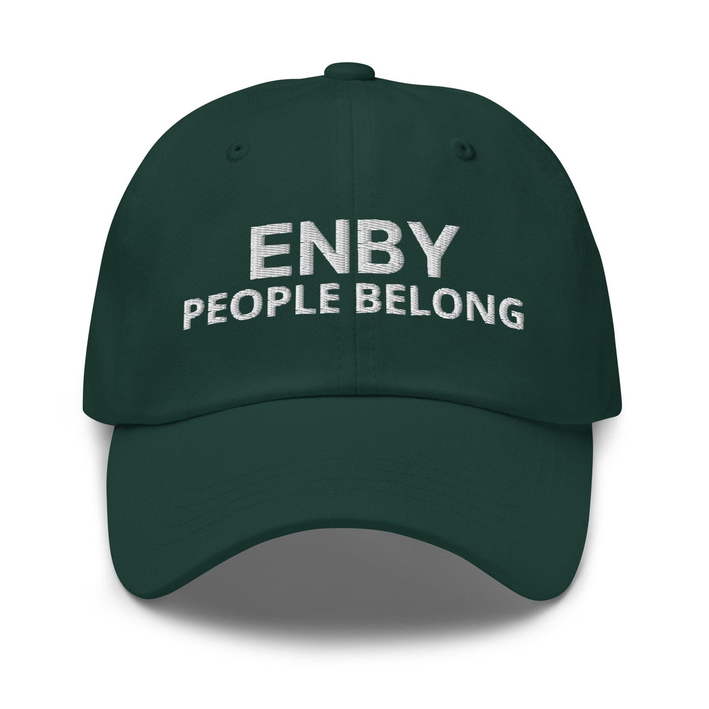 nonbinary embroidery hat enby people belong, green