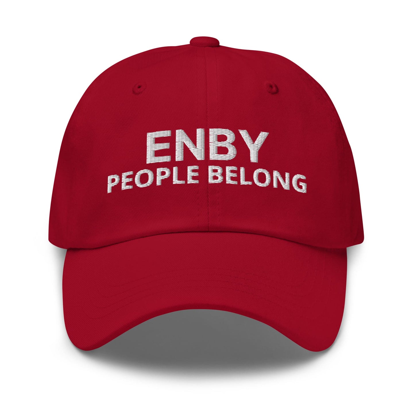 nonbinary embroidery hat enby people belong, red