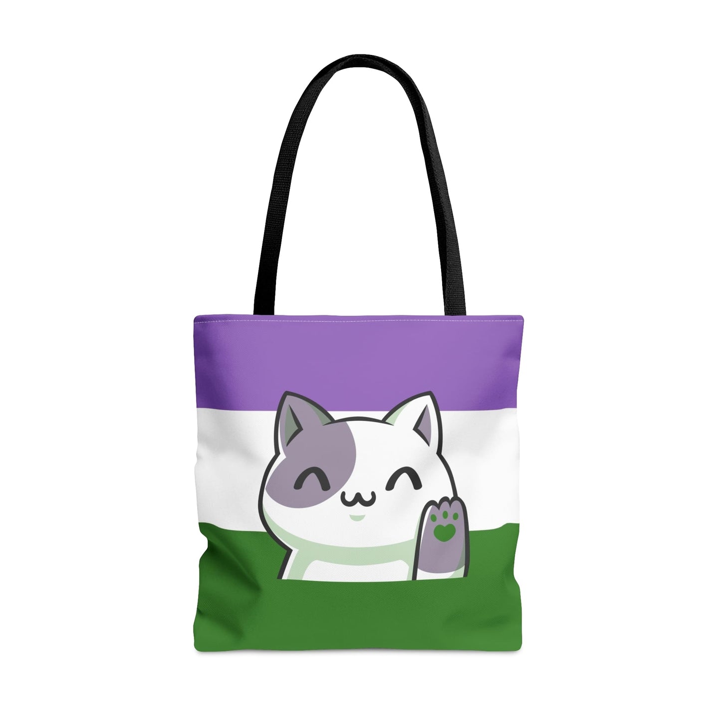 genderqueer tote bag cute cat, front