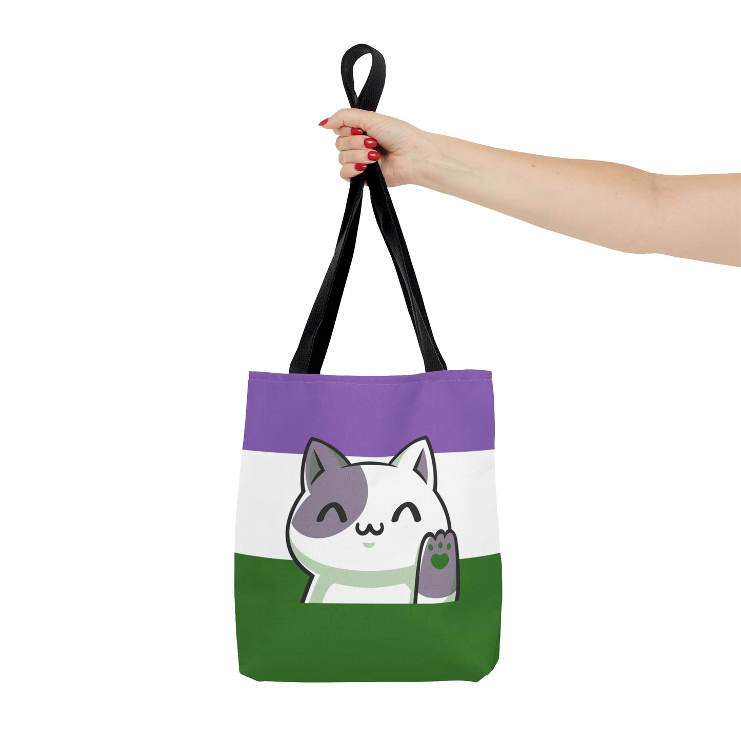 genderqueer tote bag cute cat, small