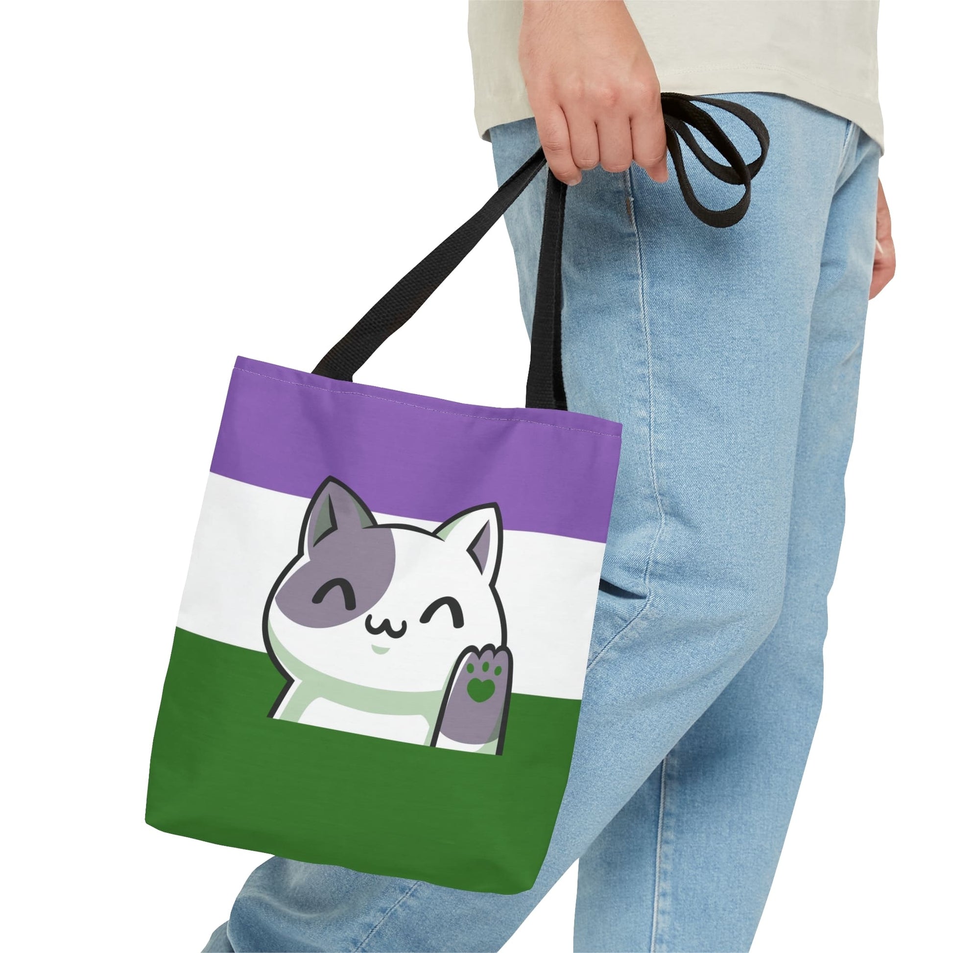 genderqueer tote bag cute cat, small