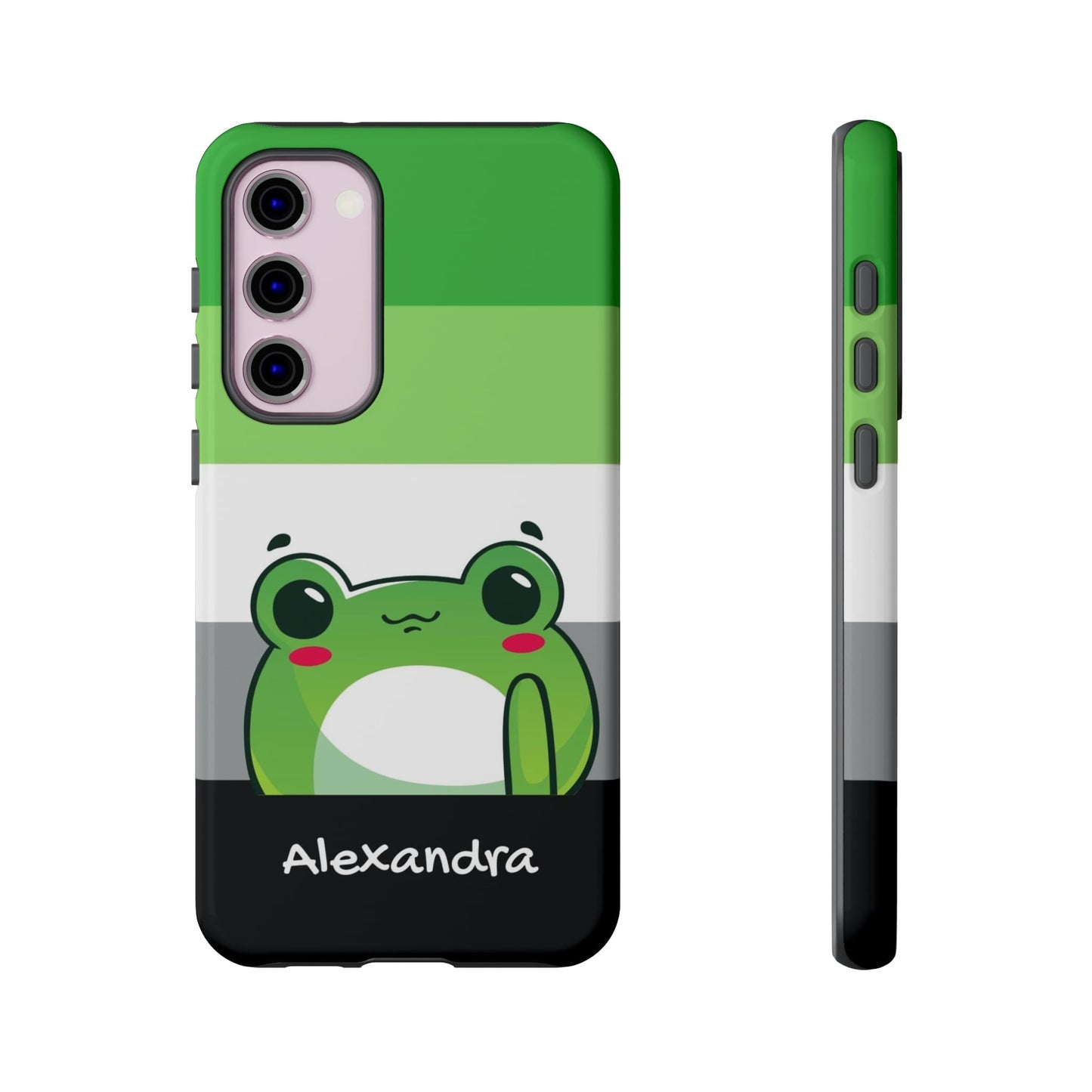 personalised aromantic phone case kawaii frog, front