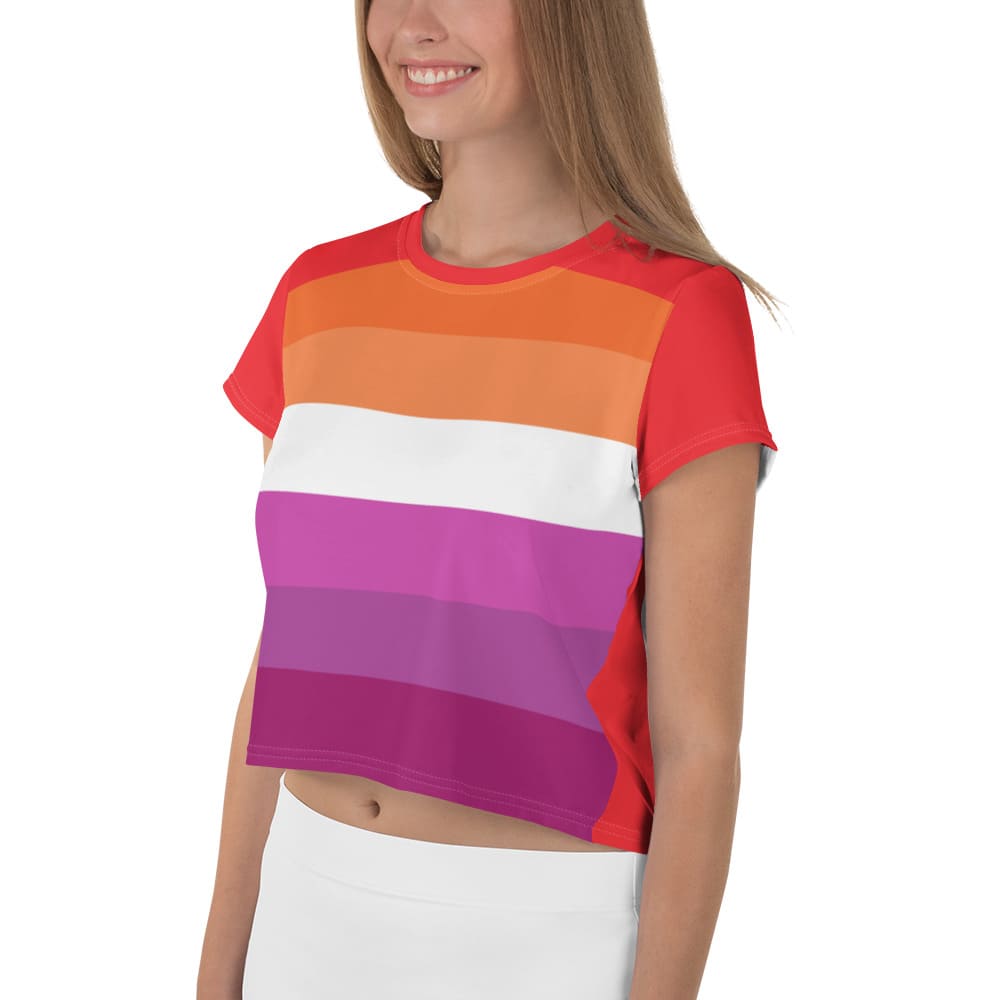 lesbian crop top, model 1 left