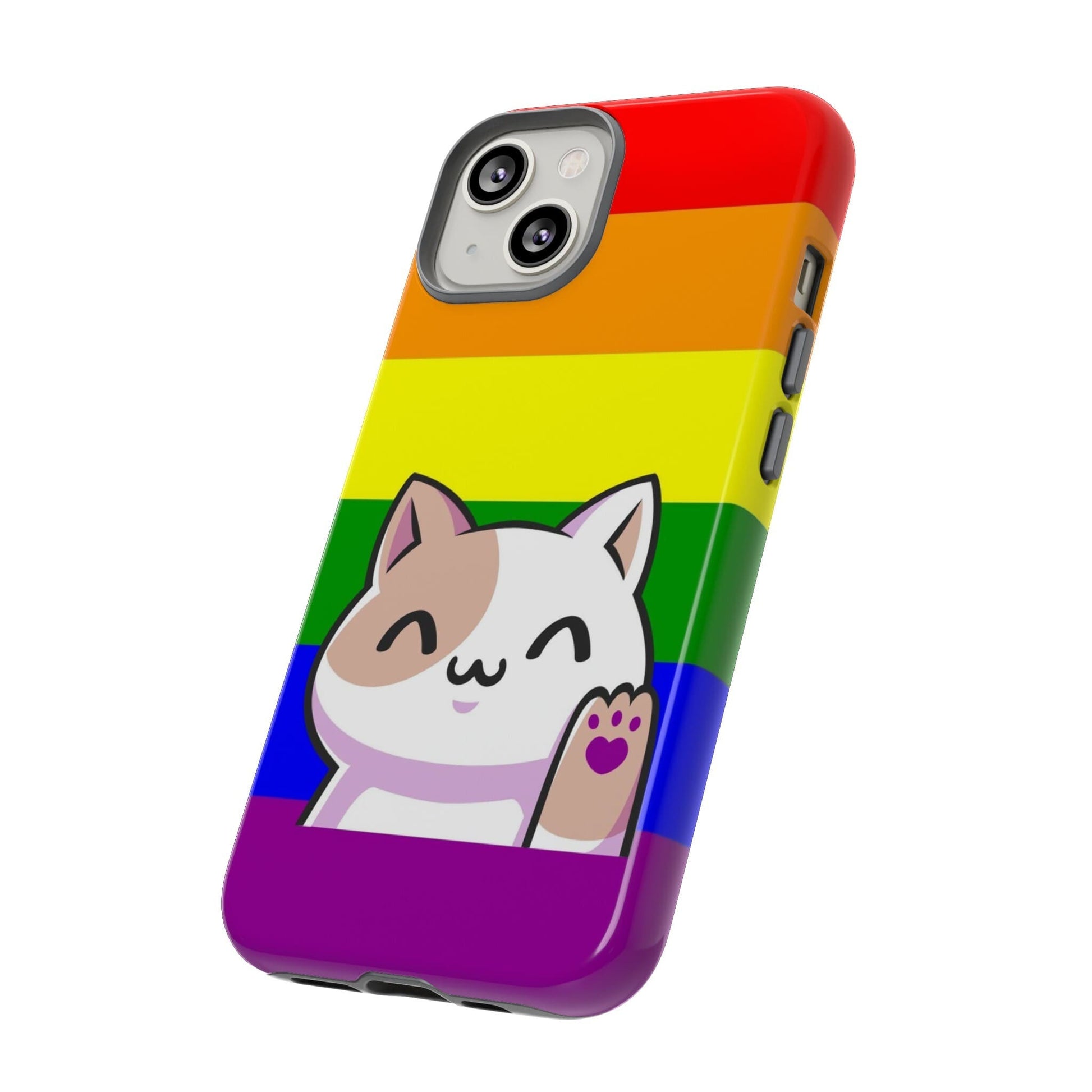 lgbt pride phone case kawaii cat, side