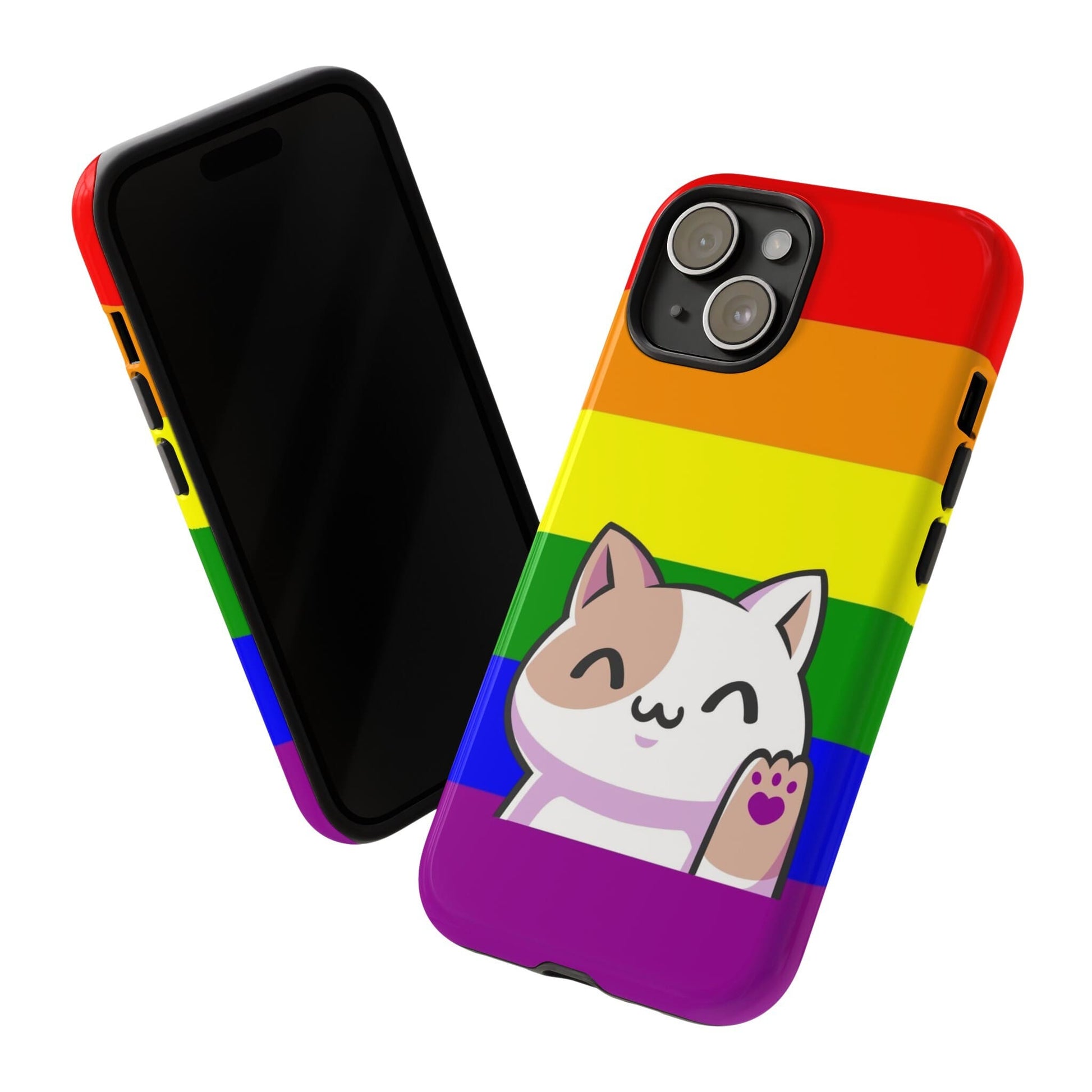 lgbt pride phone case kawaii cat, tilt