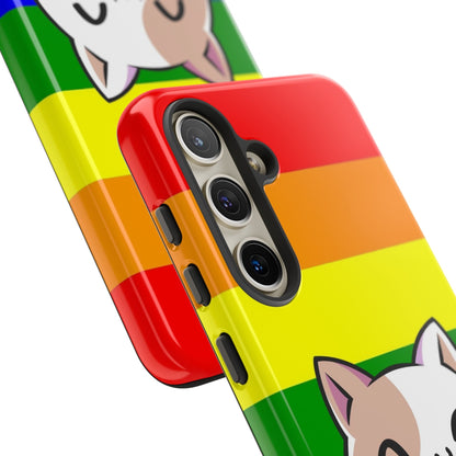 lgbt pride phone case kawaii cat, close up