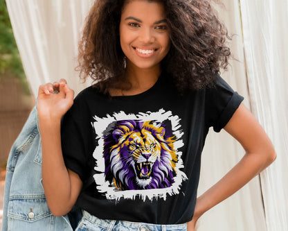 Nonbinary t-shirt roaring lion black