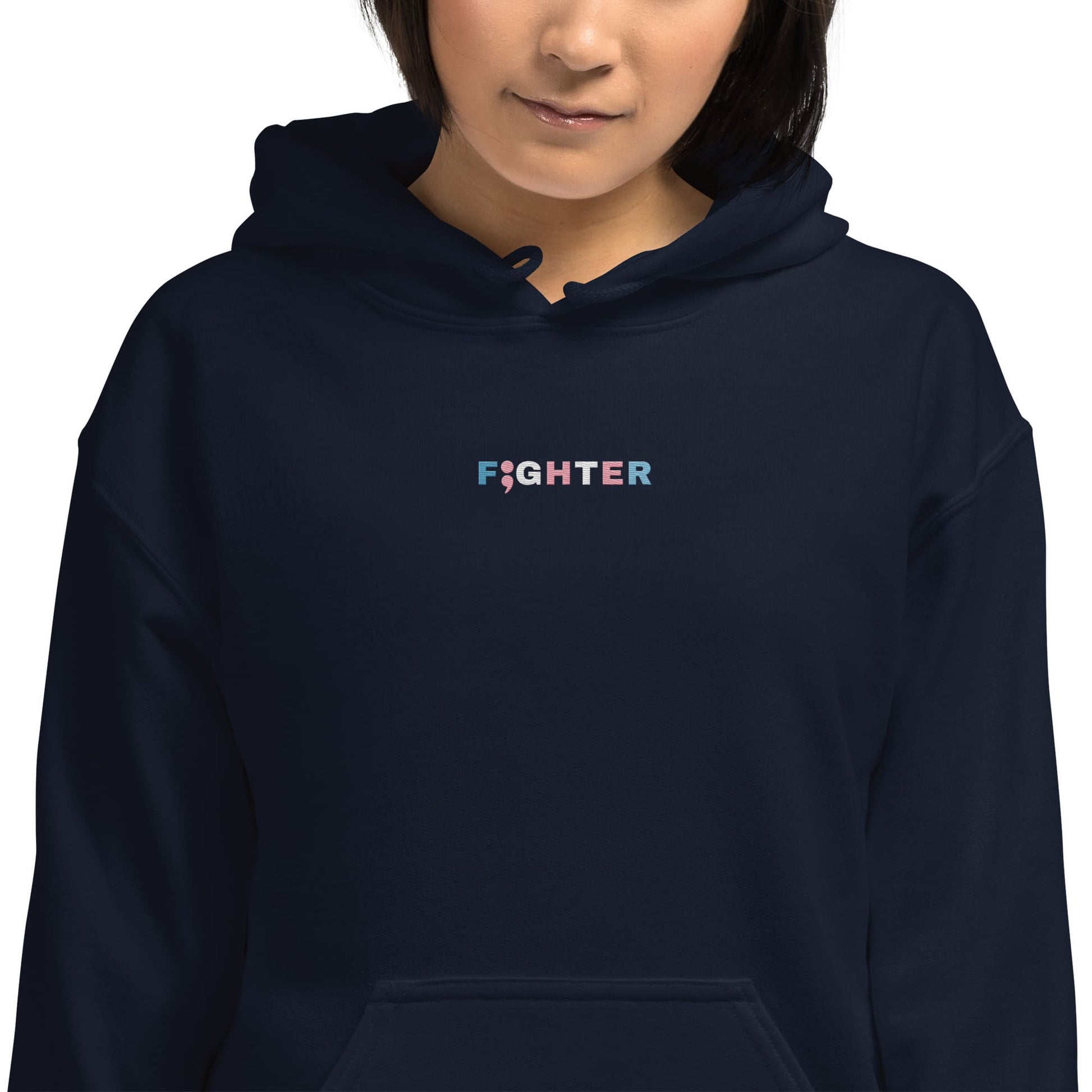 transgender neurodiversity embroidery hoodie, model 4