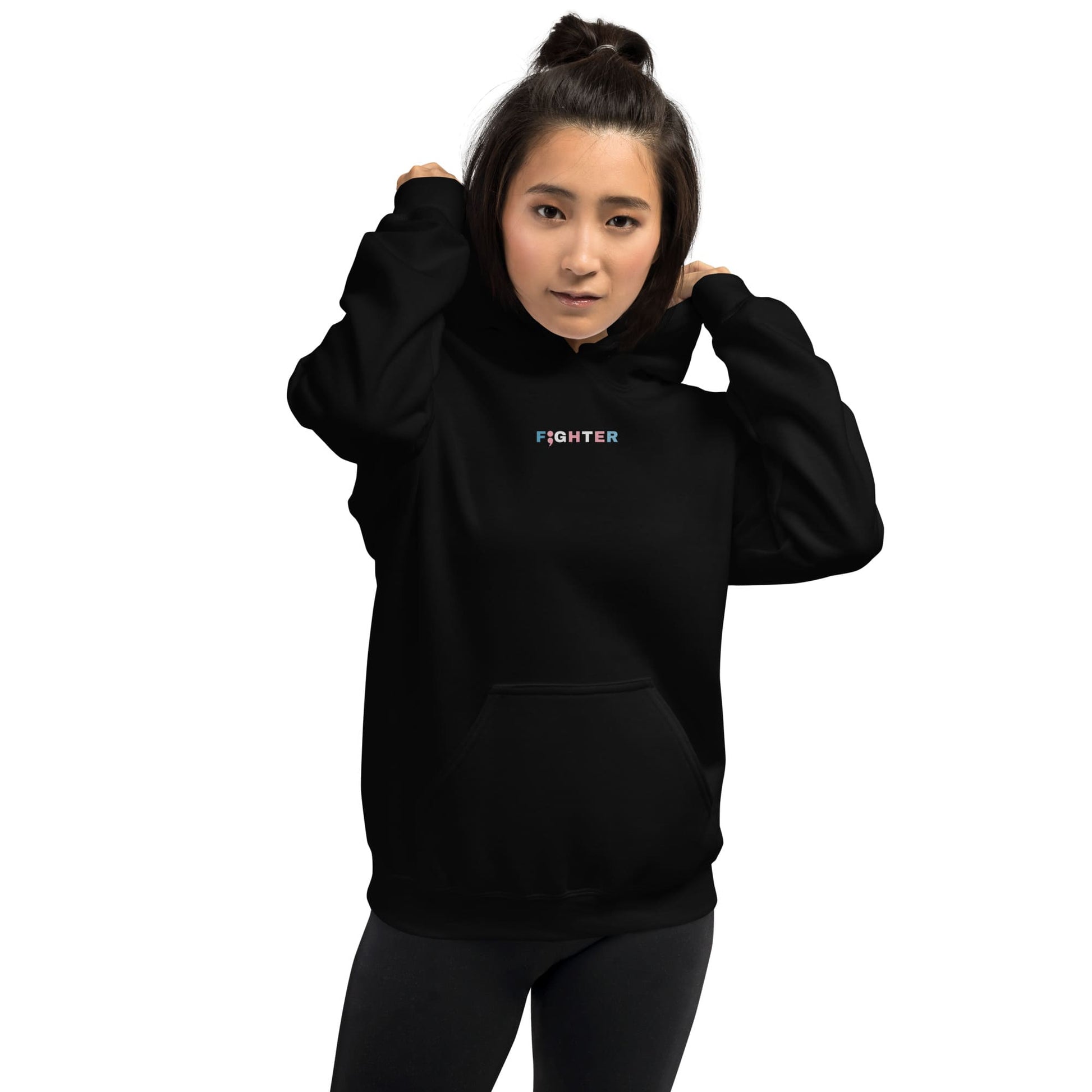 transgender neurodiversity embroidery hoodie, model 5