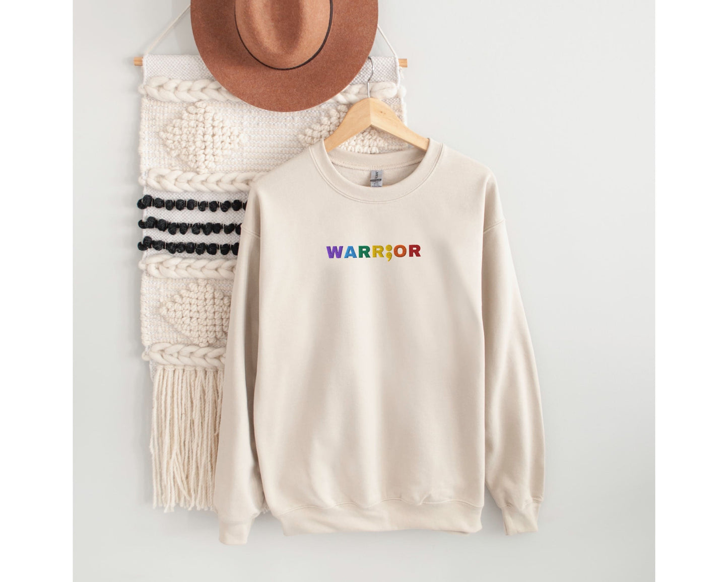 lgbt pride neurodiversity embroidered sweatshirt, sand