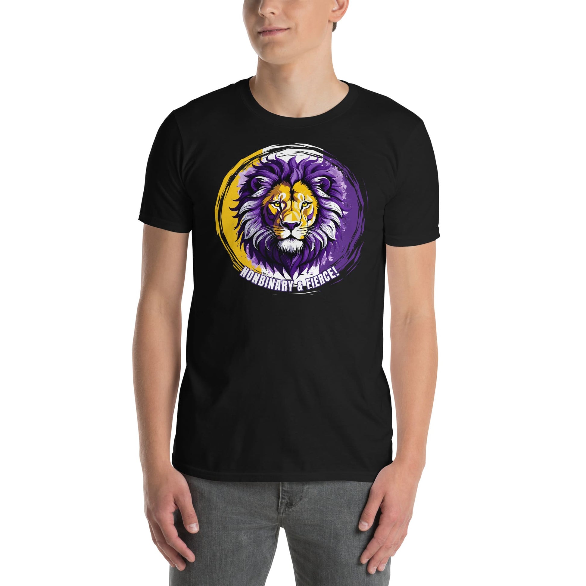 Nonbinary shirt fierce lion, model 2