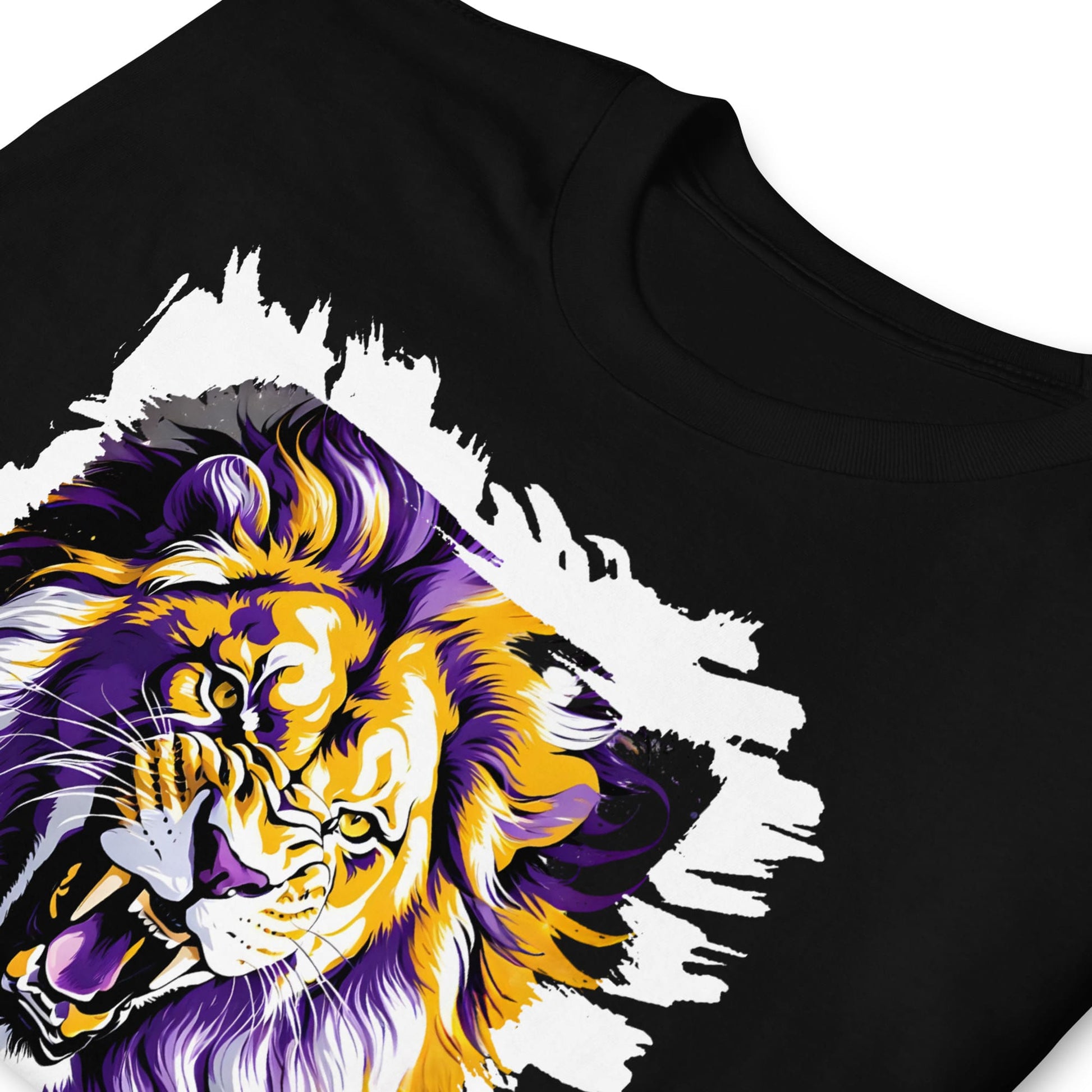 Nonbinary t-shirt subtle roaring lion black, zoom