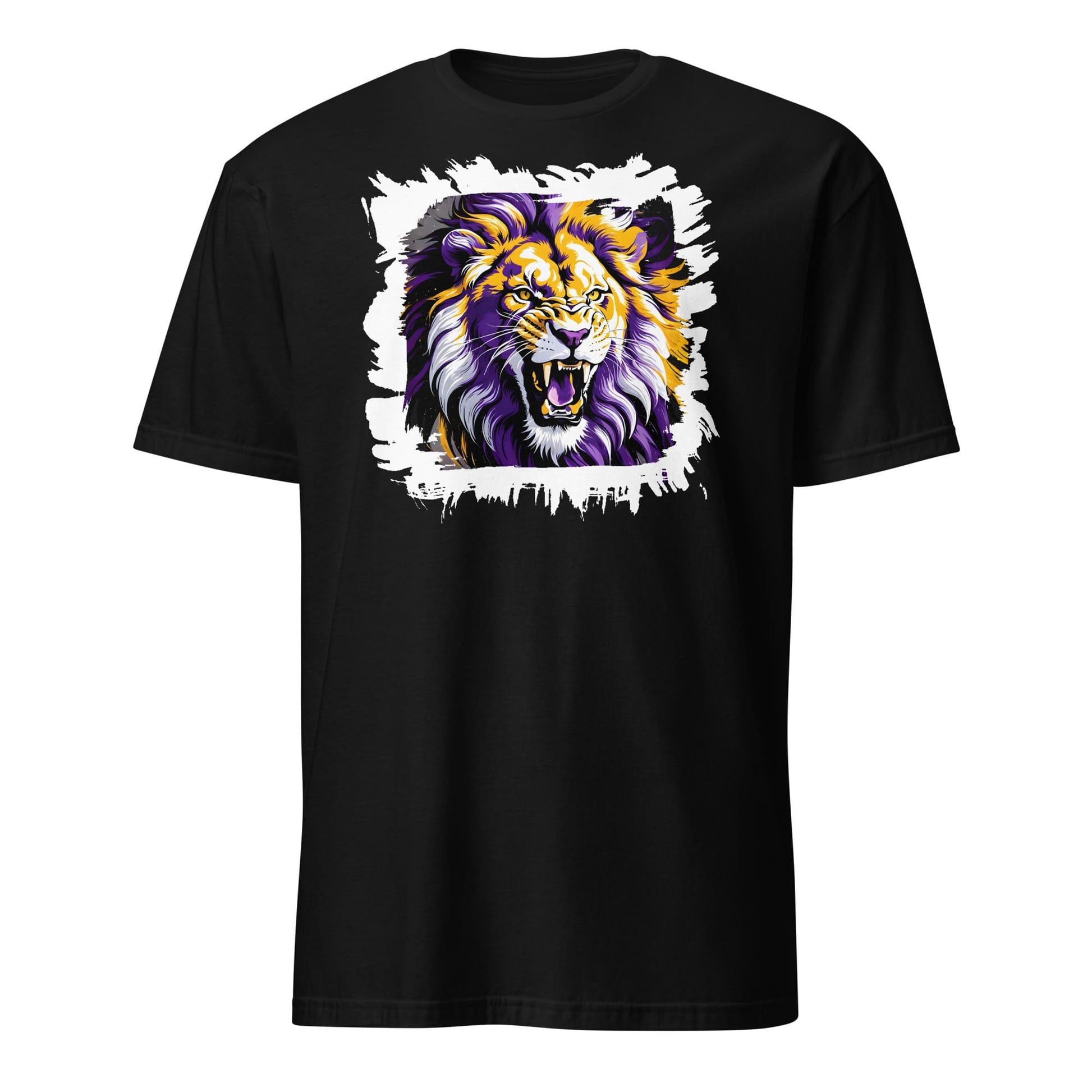 Nonbinary t-shirt subtle roaring lion black, hang