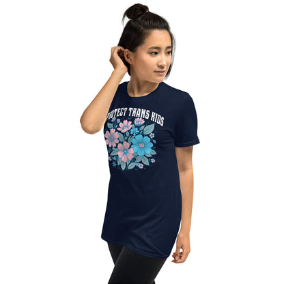 protect trans kids floral transgender shirt, model 1