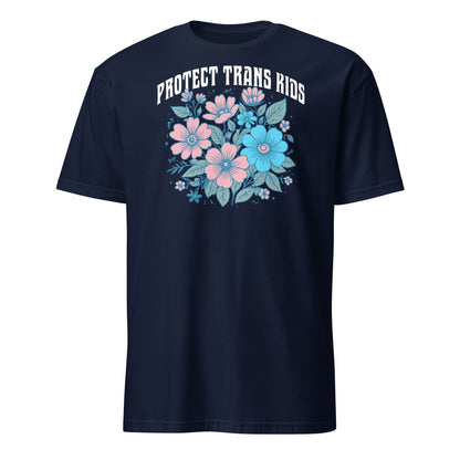 protect trans kids floral transgender shirt, navy